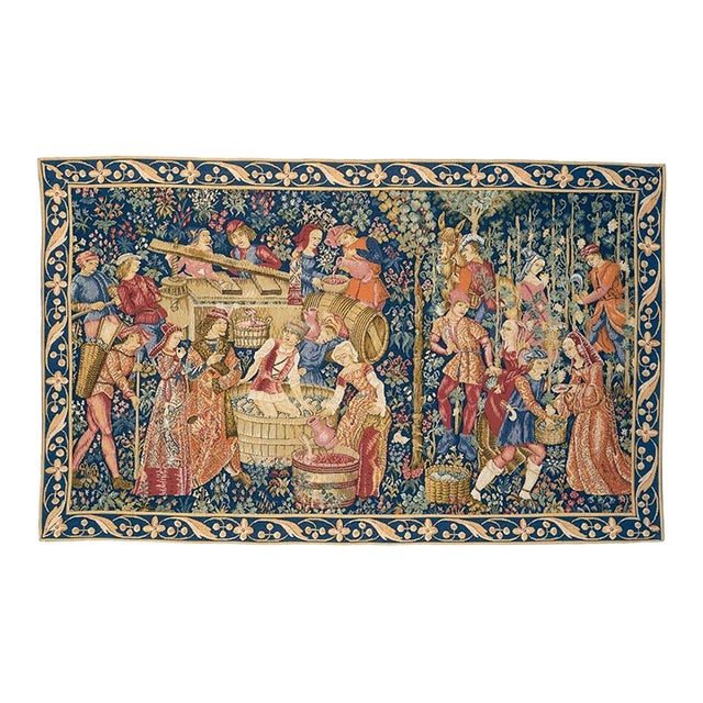 The Vintage (Blue Border) Loom Woven Tapestry - 86 X 137 Cm (2'10" X 4'6") - Requires Rod Size 4 For Sale