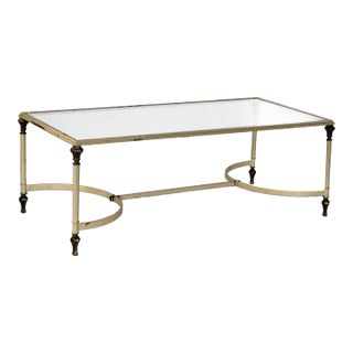 Iron Coffee Table With Brass Detail For Sale