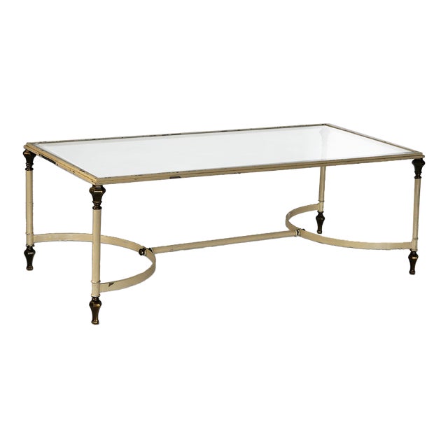 Iron Coffee Table With Brass Detail For Sale