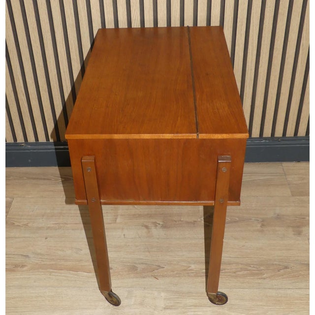 Vintage Sewing Cart in Walnut, 1960s For Sale - Image 6 of 10
