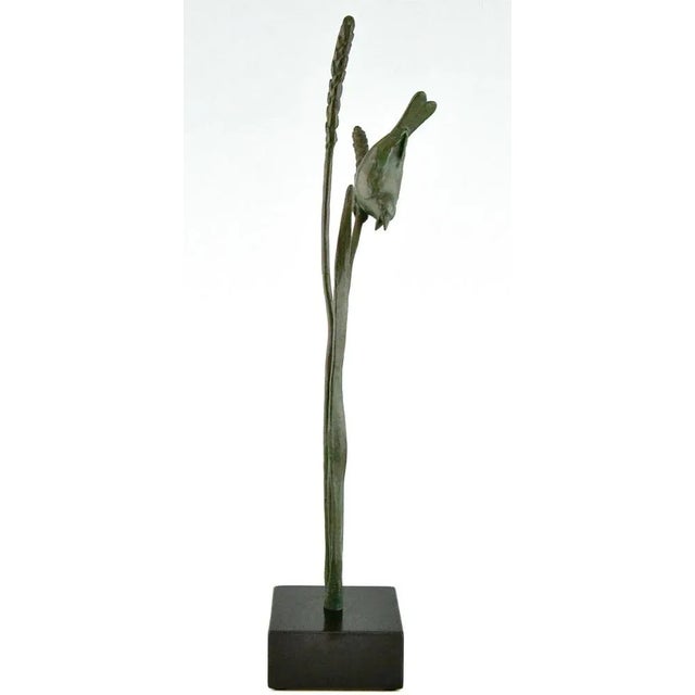 Chatill, Art Deco Sculpture of a Bird on a Wheat Stalk, 1930, Bronze For Sale - Image 4 of 13
