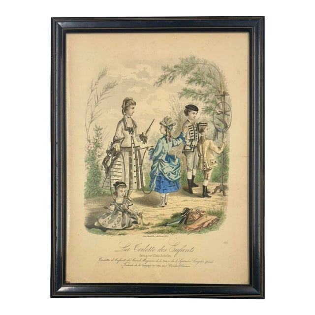 French Fashion Print "La Toilette Des Enfants”, 1855 (Framed) For Sale