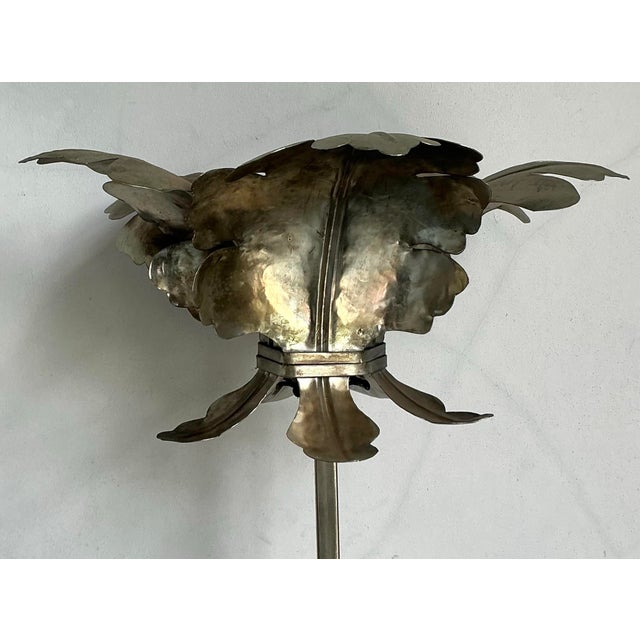 Coastal Vintage Coastal Patinated Metal Palm Tree Floor Lamp For Sale - Image 3 of 9