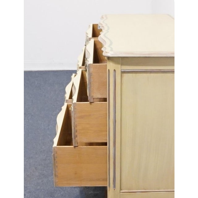 Wood John Widdicomb Country French Provincial Off White Hand Painted 64" Double Dresser For Sale - Image 7 of 15