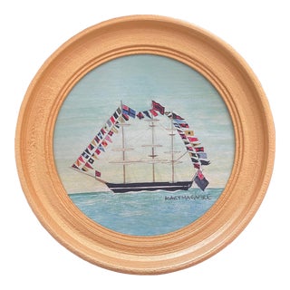 Mary Maguire Contemporary Nautical Print “All Flags Flying” in Round Frame, as Pictured in Artist's Insta Story For Sale
