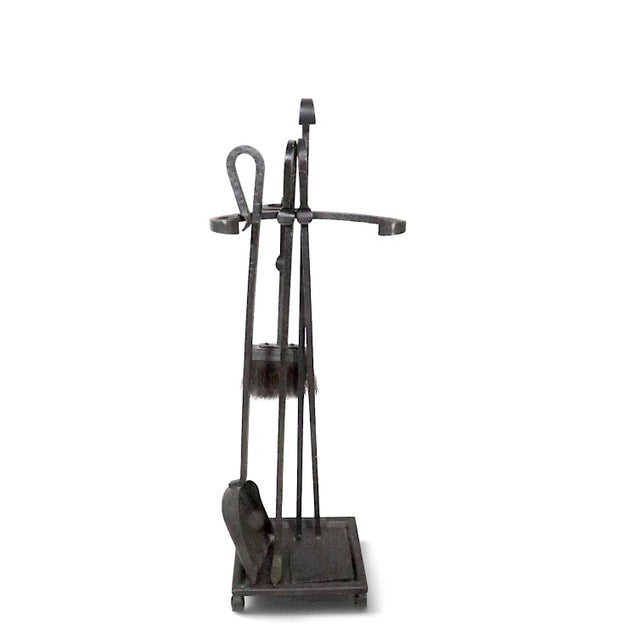 Vintage Five Piece Wrought Iron Fireplace Tool Set For Sale In New York - Image 6 of 10