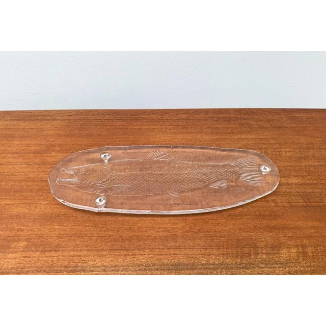 Large Vintage Swedish Glass Fish Plate from Pukeberg Glass For Sale - Image 15 of 18