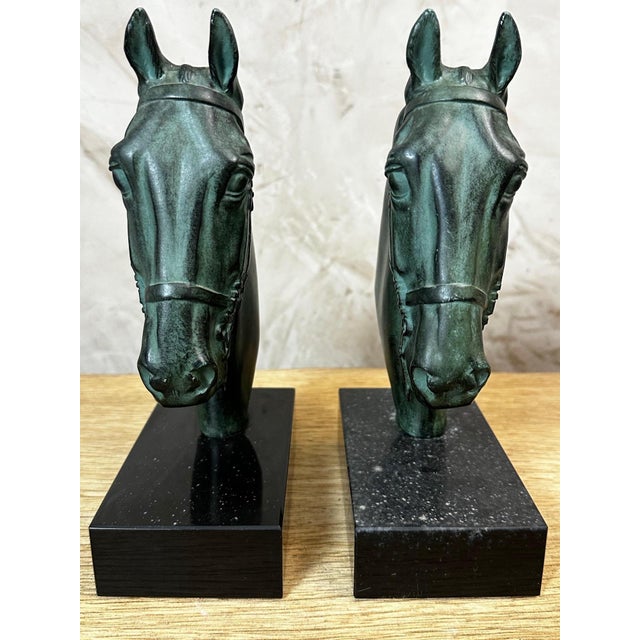 Forest Green Vintage Horse Bookends, 1950, Set of 2 For Sale - Image 8 of 12