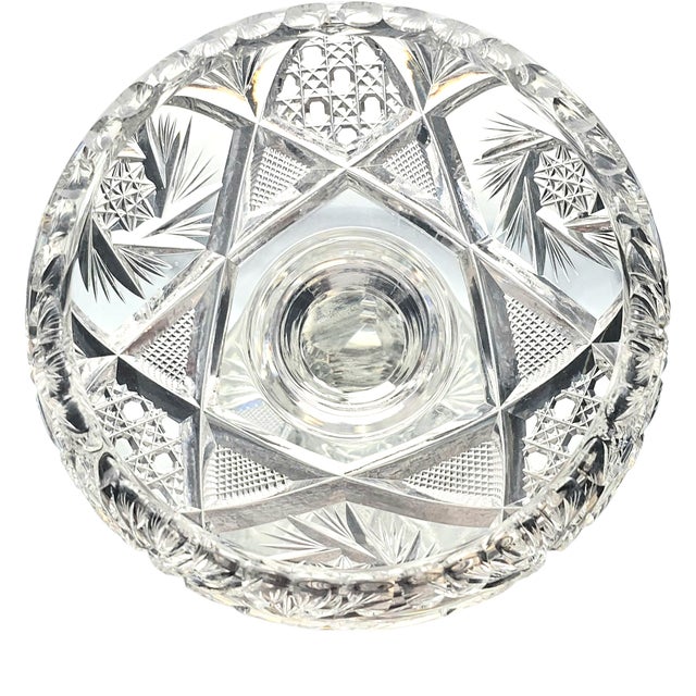Antique Abp American Brilliant Cut Glass Pedestal Compote Candy Dish 8" H For Sale - Image 9 of 13