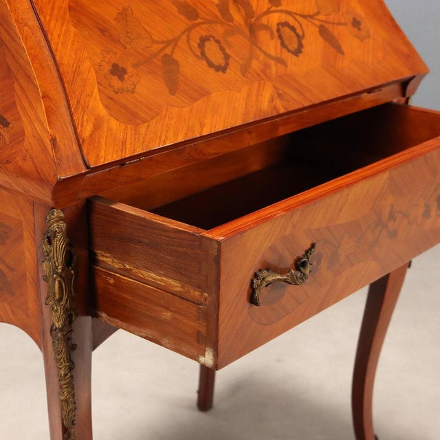 Brown Baroque Style Drop-Leaf Desk in Rosewood For Sale - Image 8 of 12