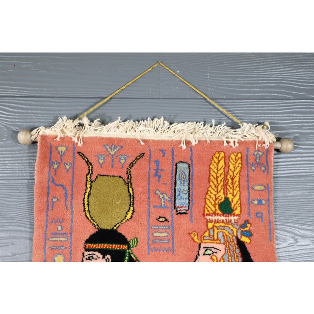 Traditional Vintage Egyptian Revival Handwoven Wool Pictorial Carpet Rug Tapestry Wall Hanging Colorful For Sale - Image 3 of 10