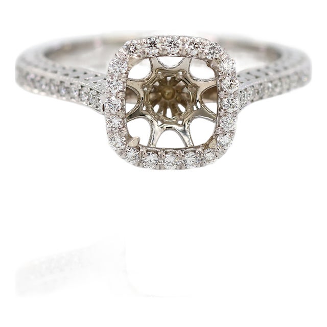 14k (585) White Gold Natural Brilliant Diamond Semi Mount Ring Size 7 For Sale