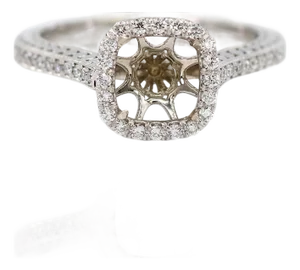 14k (585) White Gold Natural Brilliant Diamond Semi Mount Ring Size 7