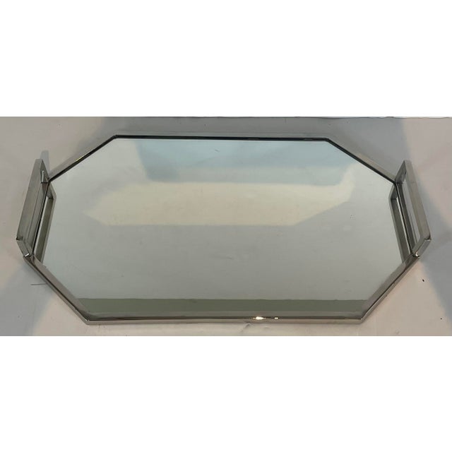 Modern Modern Polished Nickel Oblong Octagonal Mirrored Tray For Sale - Image 3 of 4