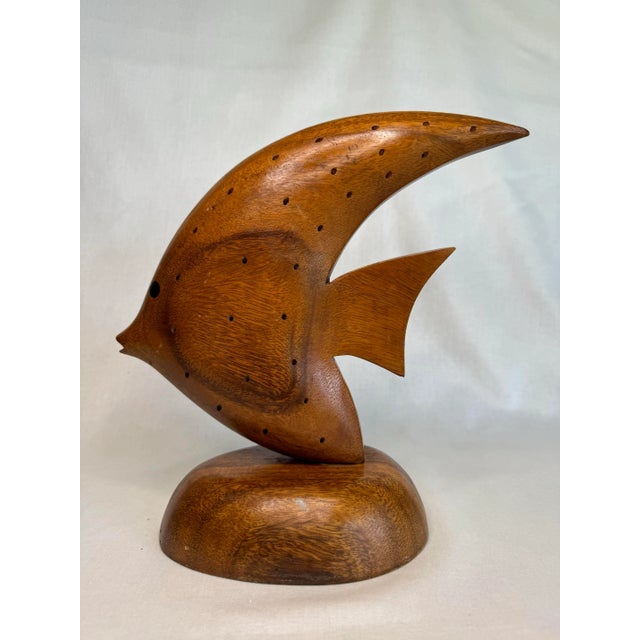 Mid-Century Modern Mid Century Nautical Angelfish Solid Wood Tabletop Sculpture For Sale - Image 3 of 9
