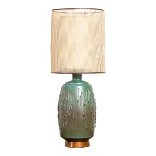 Vintage David Cressey Teal Drip Glaze Lamp For Sale