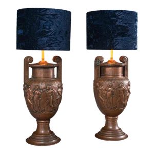 1900s Pair of Antique Victorian Decorative Bronze Lamps