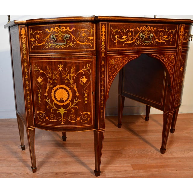 Late 19th Century 1890s Antique English Sheraton Mahogany Inlaid Server / Buffet For Sale - Image 5 of 12