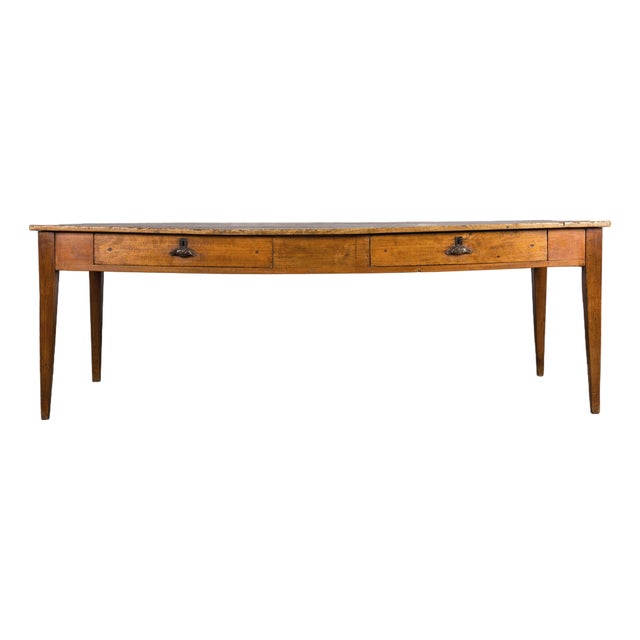 Early 19th Century French Provincial Fruitwood Farmhouse Table With Two Drawers For Sale