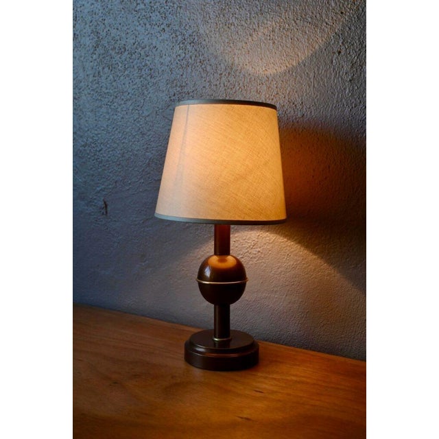 1940s Art Deco Bohemian Style Gilt Brass Table Lamp, France, 1940s For Sale - Image 5 of 11