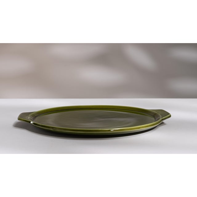 1970s France Forest Green Ceramic Platter For Sale - Image 13 of 15