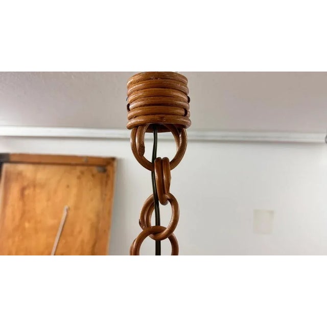 Gold French Sculptural Wicker and Paper Pendant Light, 1960s For Sale - Image 8 of 12