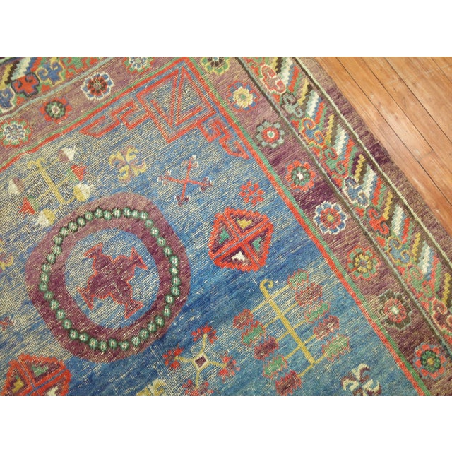 Beaux-Arts Blue Antique Khotan Rug - 5'3" x 8'9" For Sale - Image 3 of 7