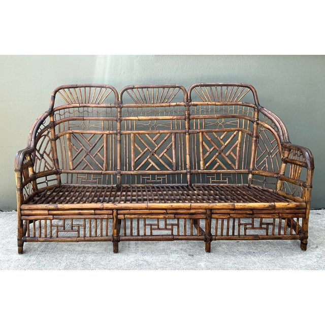 Vintage Brighton Rattan High Back Sofa For Sale - Image 10 of 12