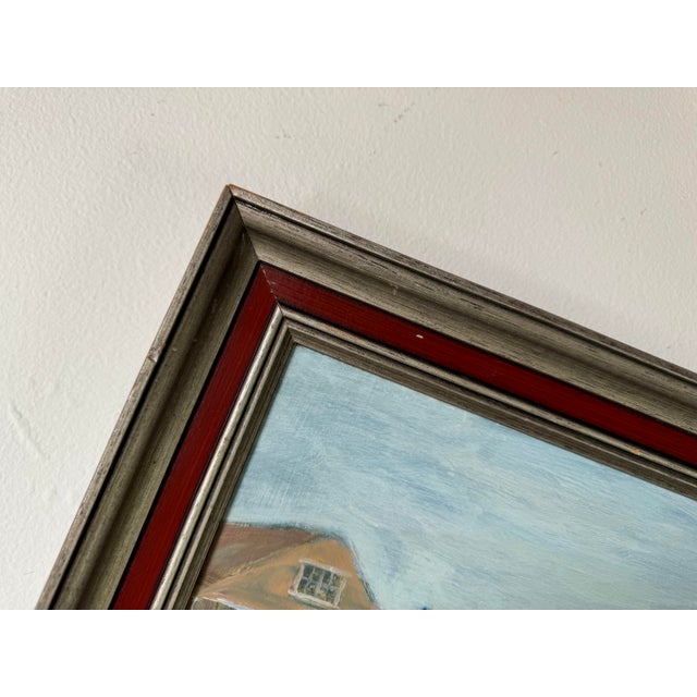 1960's Dan Steinberg Harbor Stroll - Landscape Scene Oil Painting, Framed/ Sold For Sale - Image 11 of 12