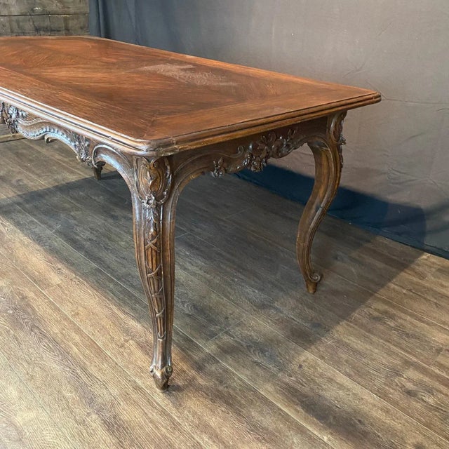 French Louis XV Dining Table or Desk With Museum Quality Carving For Sale - Image 11 of 12