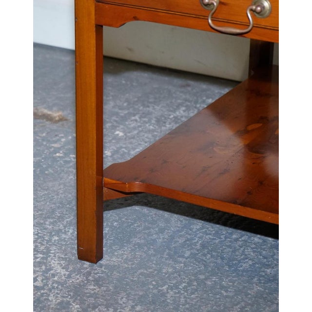 Wood Vintage Bevan Funnell Yew Wood Two Tiered Side Lamp Tables, Set of 2 For Sale - Image 7 of 13