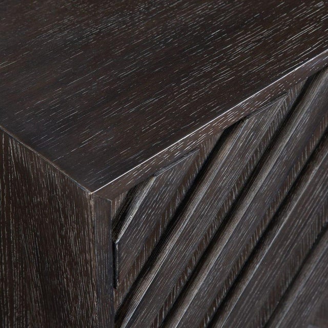 Wood Chevron 4 Door Cabinet-New For Sale - Image 7 of 8