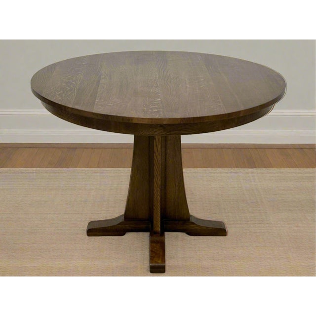 Mission Quarter Sawn Oak Round Dining Table, Kitchen Table - 42" For Sale - Image 4 of 10