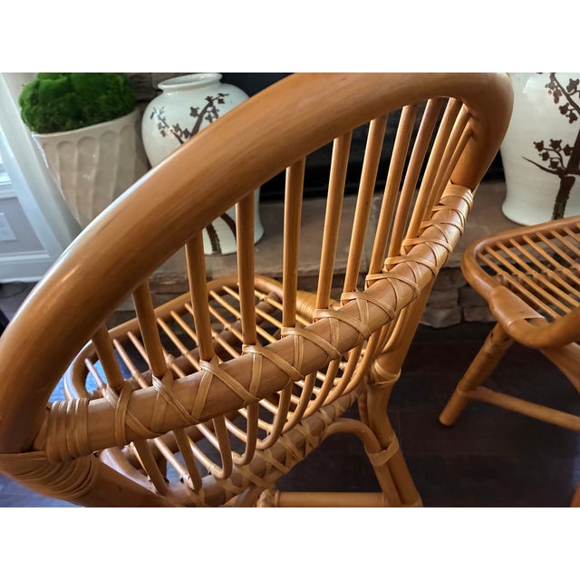 Pair of Vintage Albini Style Italian Bent Bamboo Rattan Chairs For Sale - Image 11 of 18