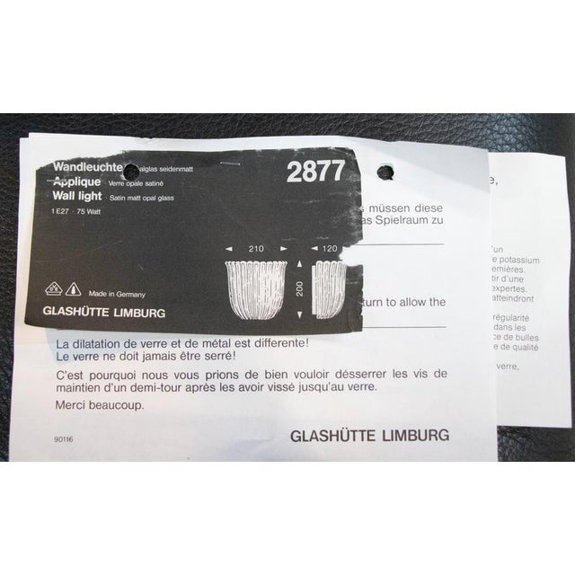 Glass White Glass Wall Sconces from Glashütte Limburg, Germany, 1960s, Set of 2 For Sale - Image 7 of 9