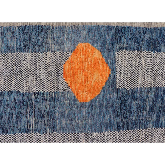 Ivory Modern Piled Rug by Keivan Woven Arts in Blue's With Abstract Design 9'6 X 11'3 For Sale - Image 8 of 12