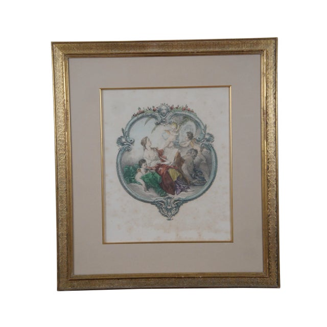 Pair of Fancois Boucher Mezzotint Engravings from the first half of the 20th century. The colored engravings have a...