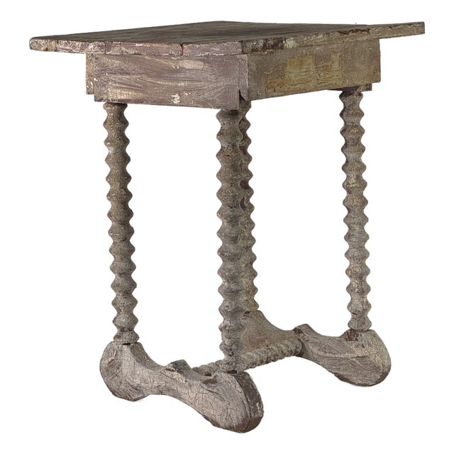 Stunning Antique Square Top Table With an Apron Drop and Spiral-Turned Legs With Yoke Shaped Base For Sale