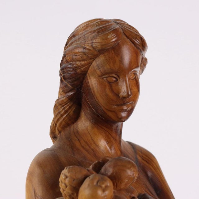 Antique Sculpture in Olive Wood For Sale - Image 4 of 12