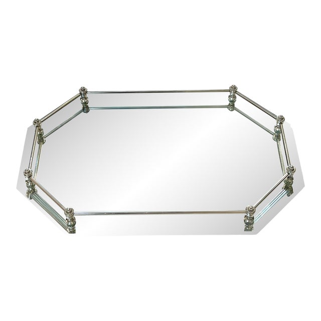 鏡 Rococo Miller  accessory tray Vintage 1980's Art Deco Style Beveled Mirror Tray With
