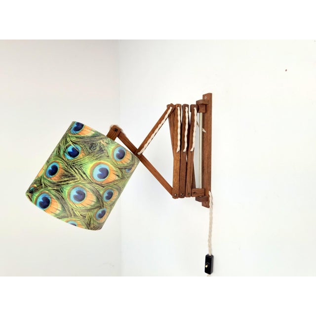 Scandinavian Teak Scissor Wall Lamp, 1950s For Sale - Image 6 of 8