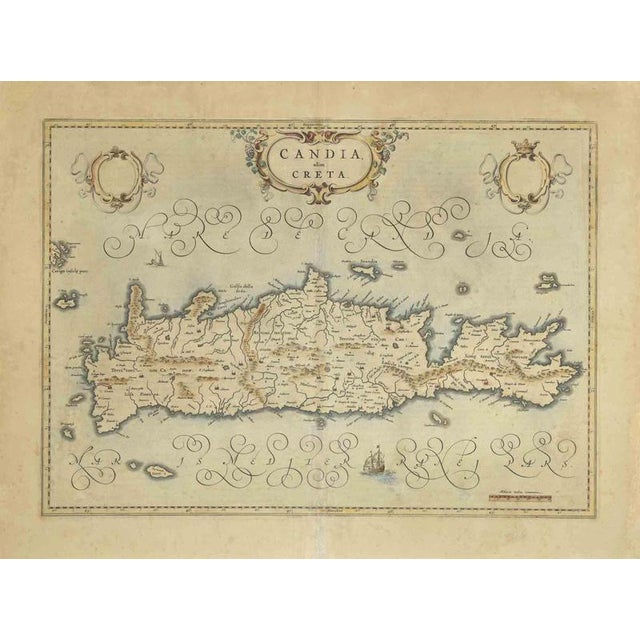 Map of Crete Etching from Johannes Blaeu, 1650s For Sale