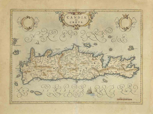 Map of Crete Etching from Johannes Blaeu, 1650s