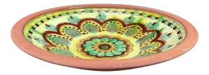 Vintage Mediterranean Glazed Terra Cotta Bowl With Hand Painted Floral Design - Signed & Numbered
