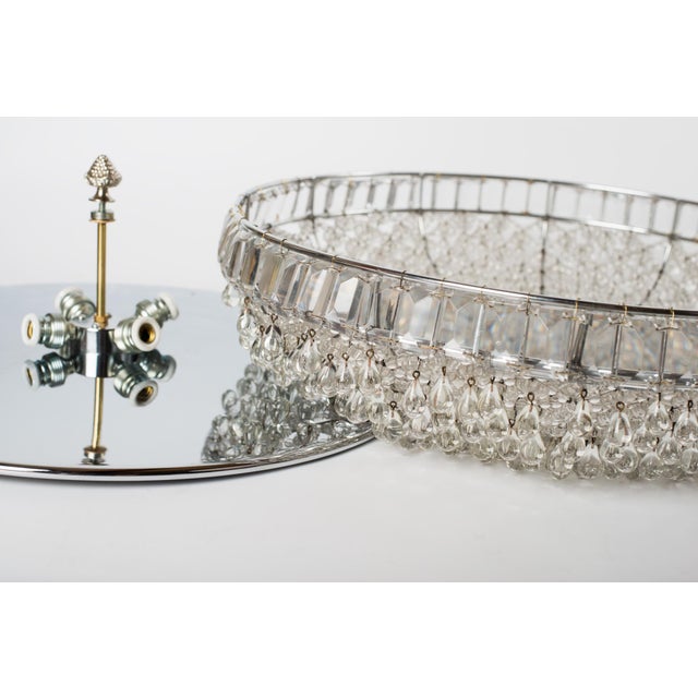 1960s Austrian Palwa / Kalmar Style Crystal Flush Mount Plafond Chandelier For Sale - Image 6 of 11