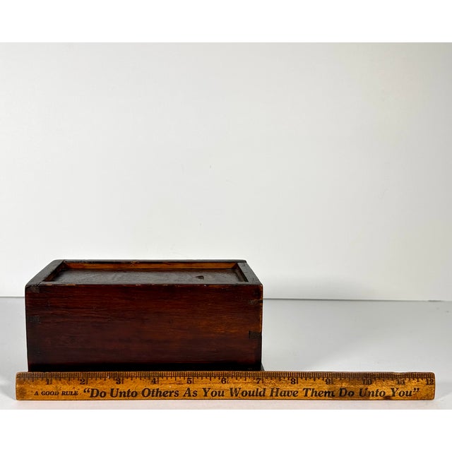19th Century Early American Walnut Dovetail Slide Lid Candle Box For Sale - Image 15 of 16