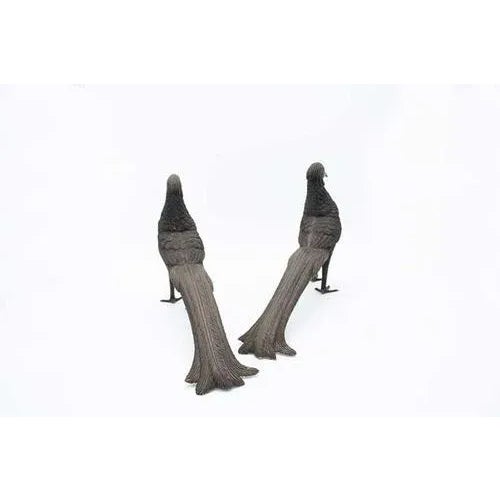 Chiseled Silver Pheasants with Long Tails, Set of 2 For Sale - Image 4 of 10