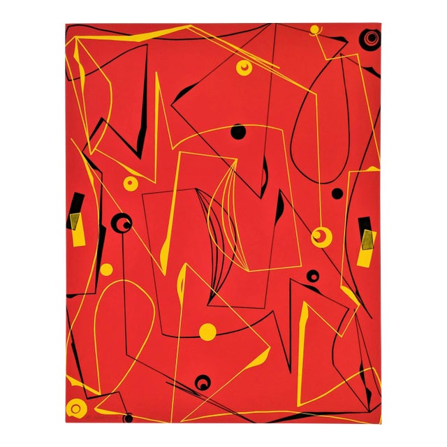 Atsuko Okamoto Abstract Serigraph A. P. "Red Maze" Signed For Sale