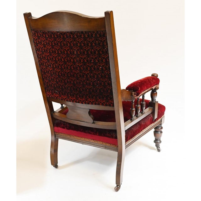 Wood Set of Edwardian Mahogany His and Her Seats, 1890s For Sale - Image 7 of 8