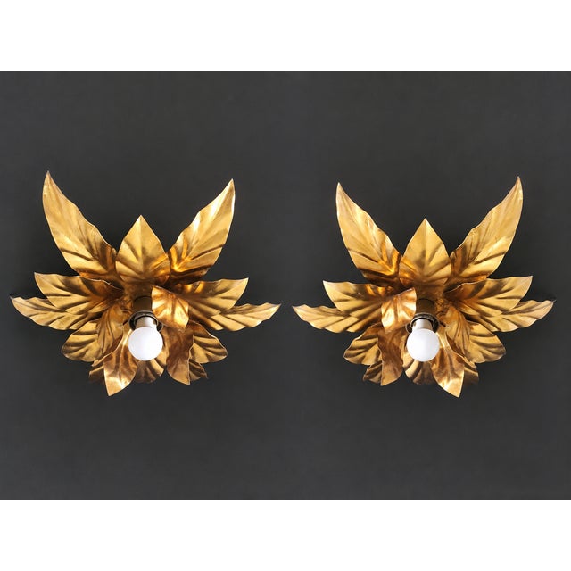 Hollywood Regency Gold-Plated Florentine Floral Wall Lamps from Hans Kögl, Italy, Florence, 1960, Set of 2 For Sale - Image 17 of 17